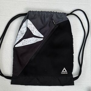 Reebok Black and Dark Gray Drawstring Backpack